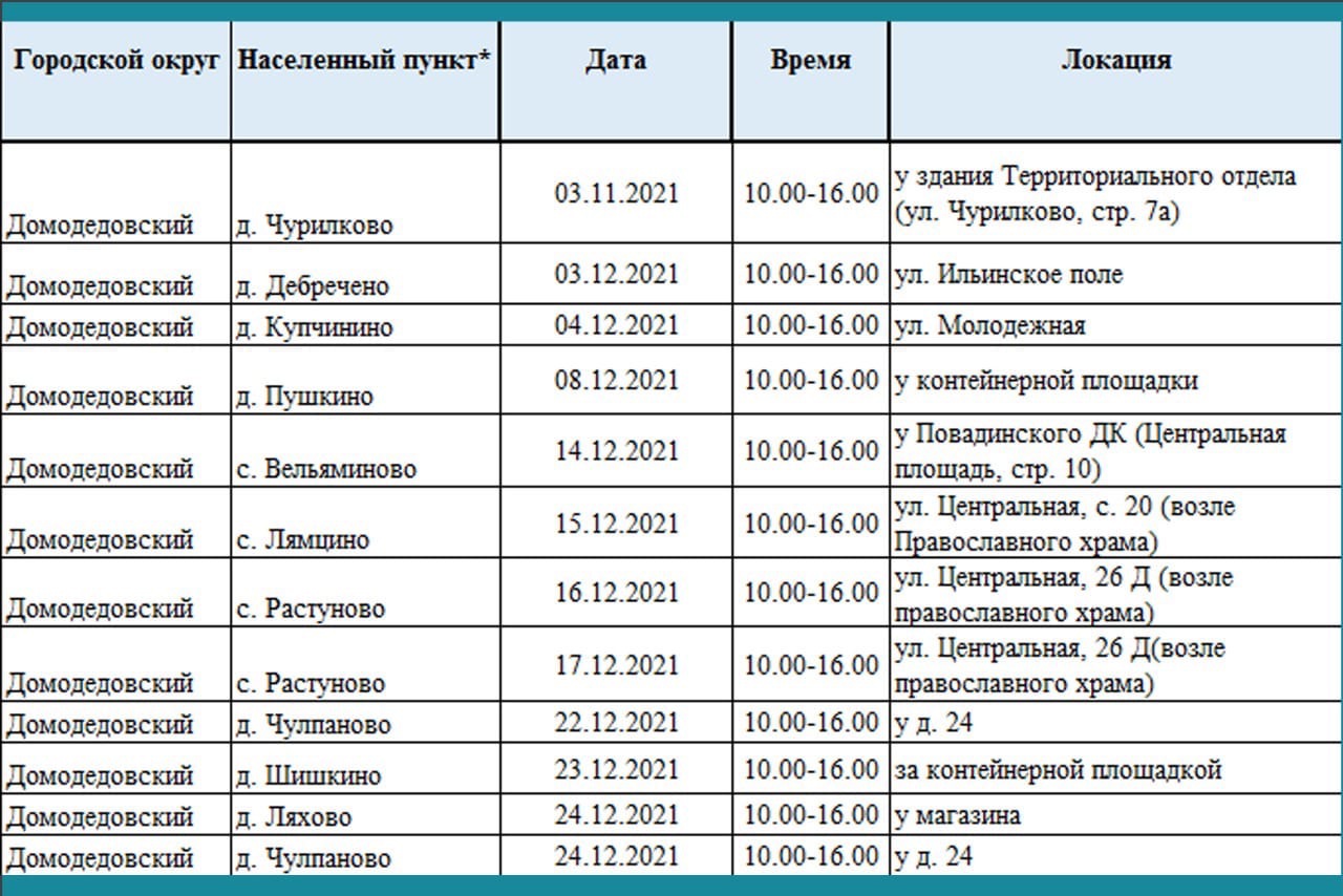 График работы домодедовского